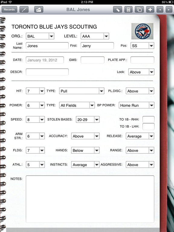 Baseball Scout uses iPad to Chart Prospects Form Connections