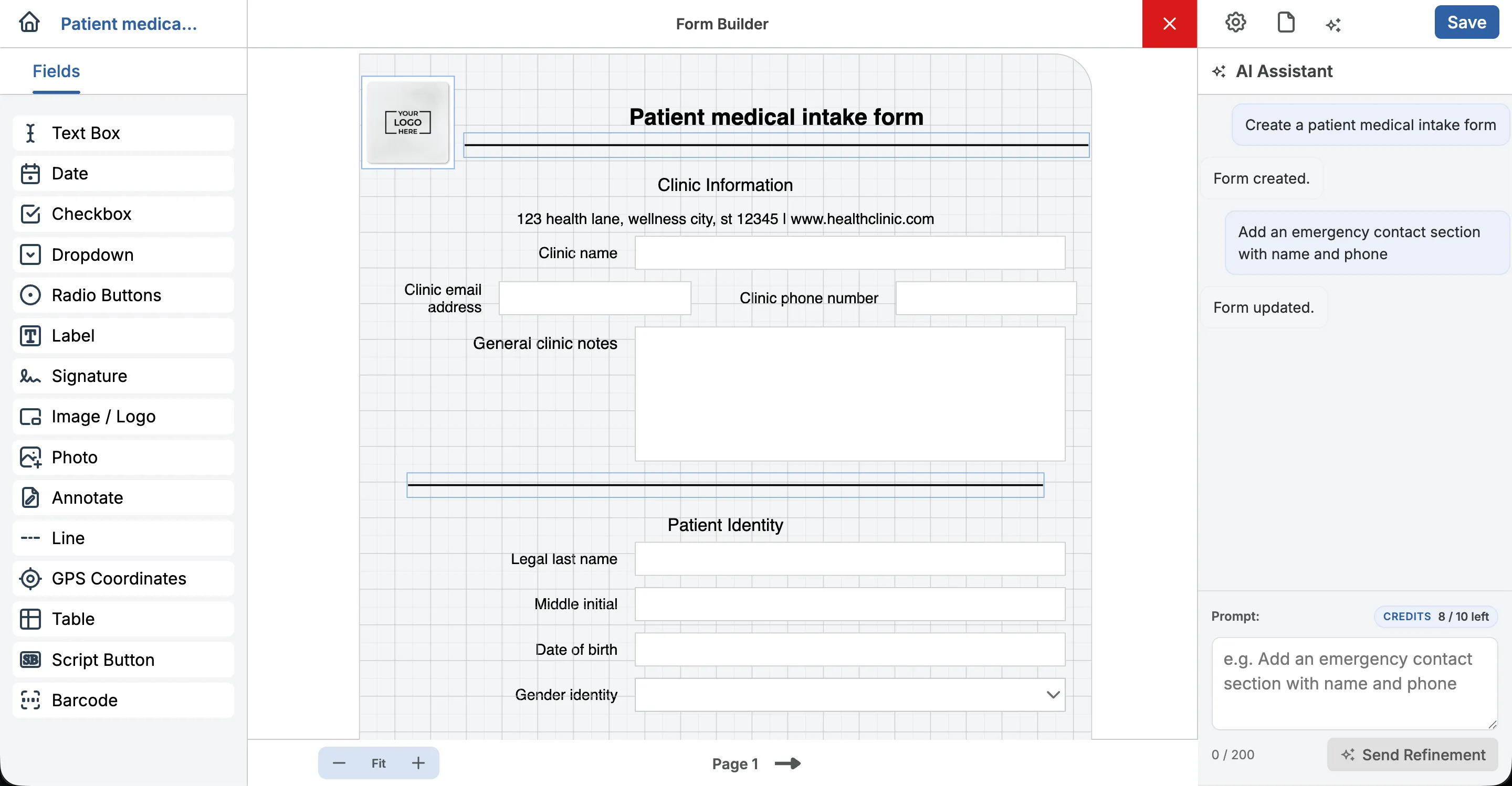 FormConnect ProMax form after AI update ready for review and save