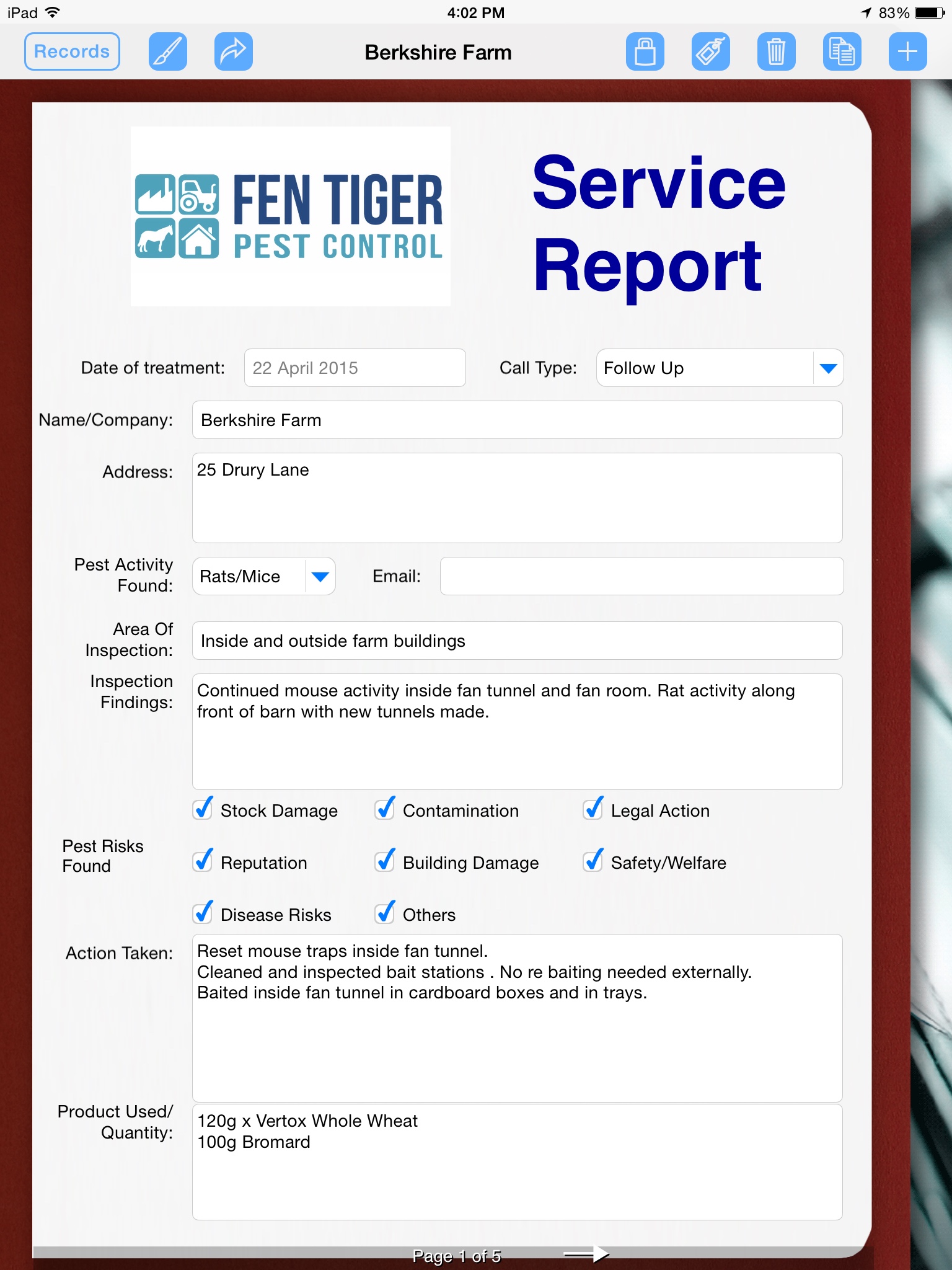 Pest Control Uses iPad to Prepare Service Report  Form Connections Within Pest Control Inspection Report Template